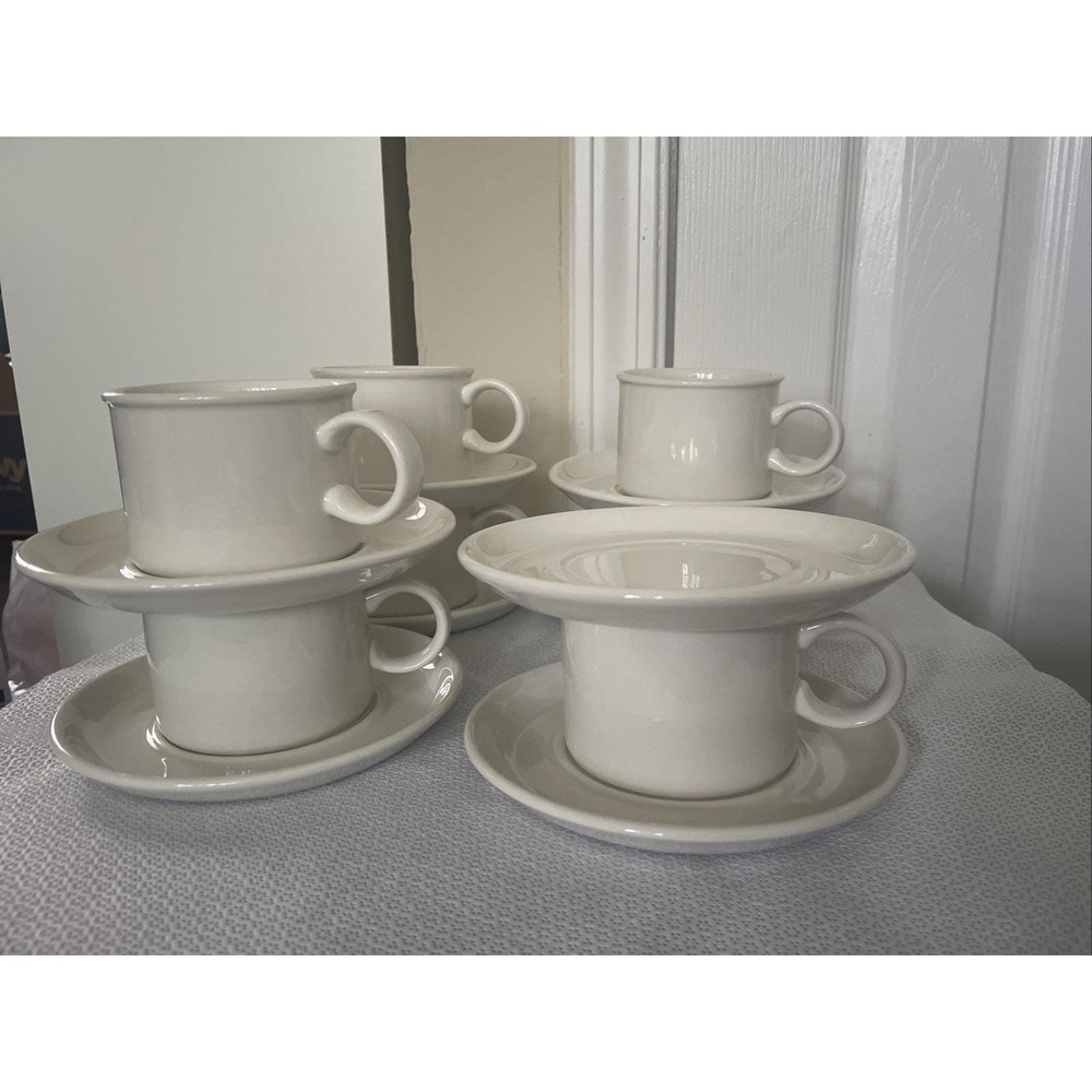 Midwinter Stonehenge White 7 Cup & Saucer Sets England 15 Pc Lot By Wedgwood